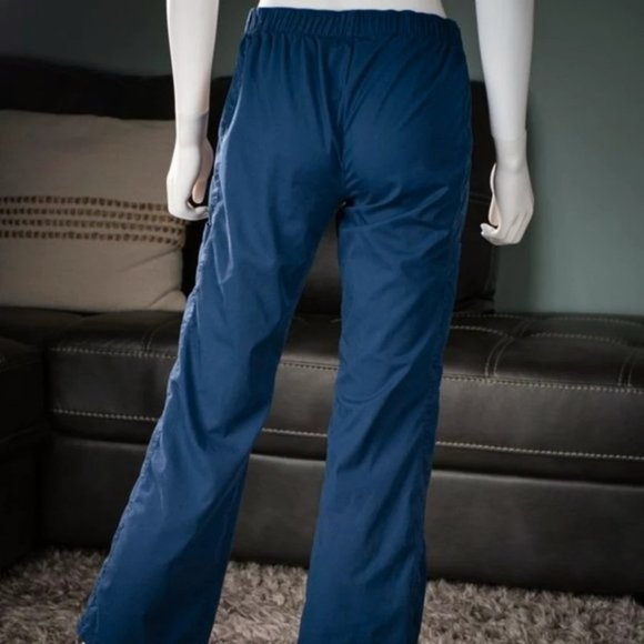 Navy Scrub Pants with 4 Large Pockets/Front Tie - Picture 3 of 4